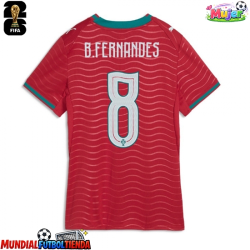 Camiseta Portugal Bruno Fernandes #8 Primera Equipación Replica Mundial 2026 para mujer mangas cortas
